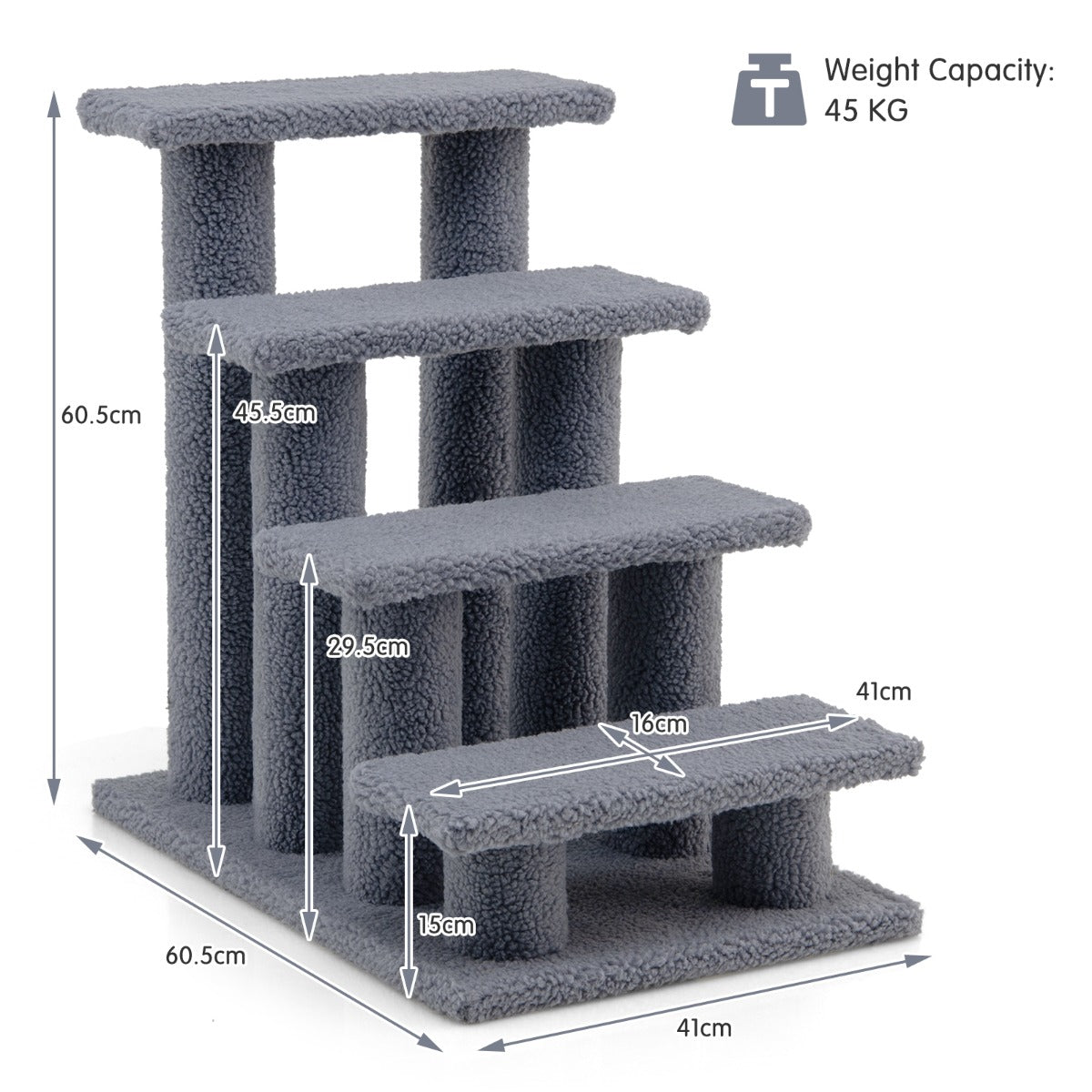 NNECW 4-Step Pet Stairs with Portable Design for Cats and Medium to Large Dog Breeds